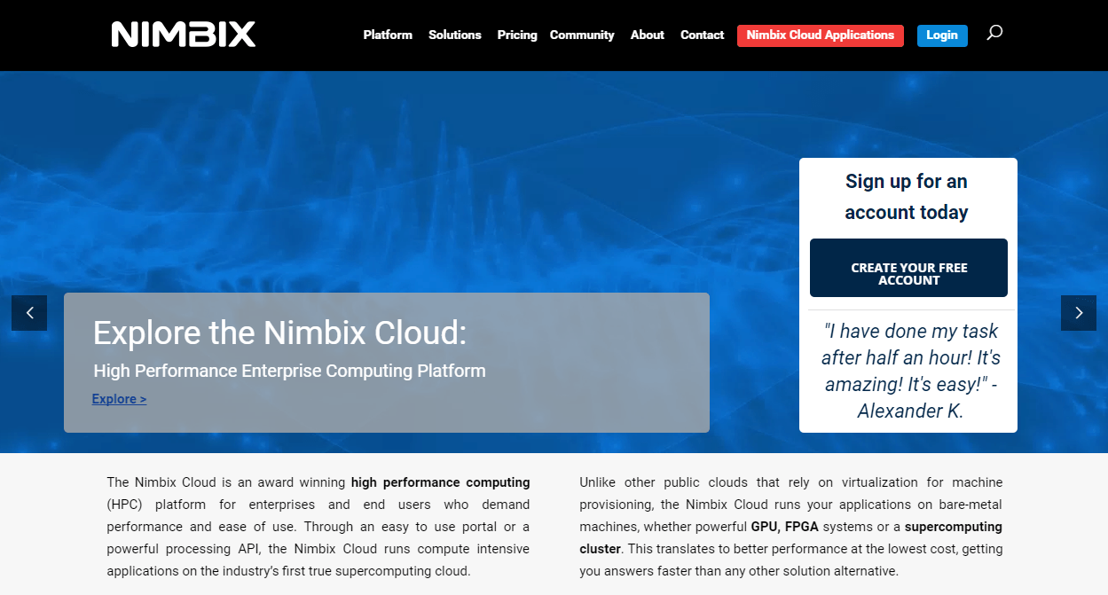 nimbix hosting